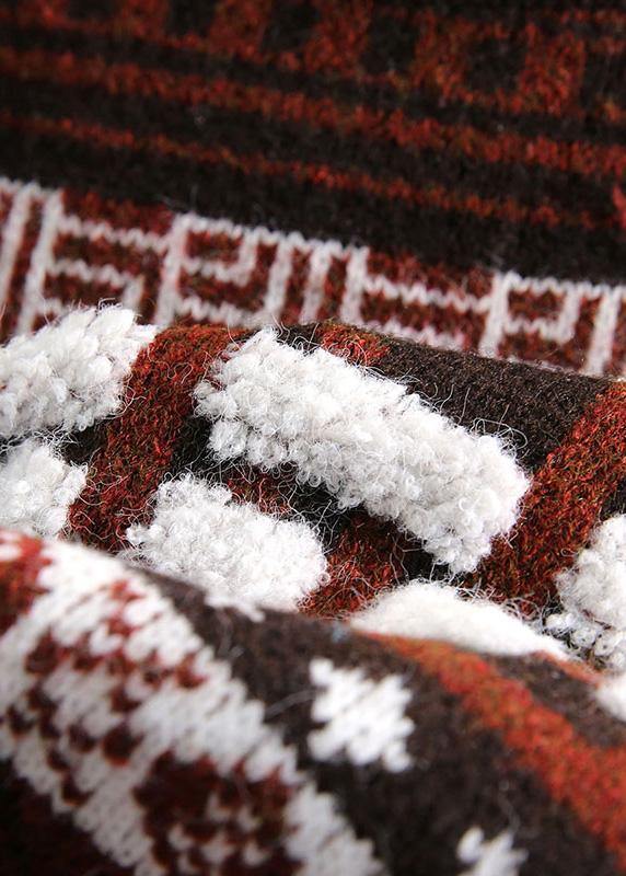 Winter Red Knit Tops O Neck Thick Knitted Clothes