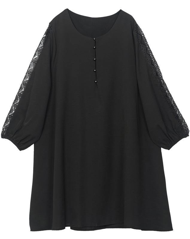 Black Lace Chiffon Button Summerdresses