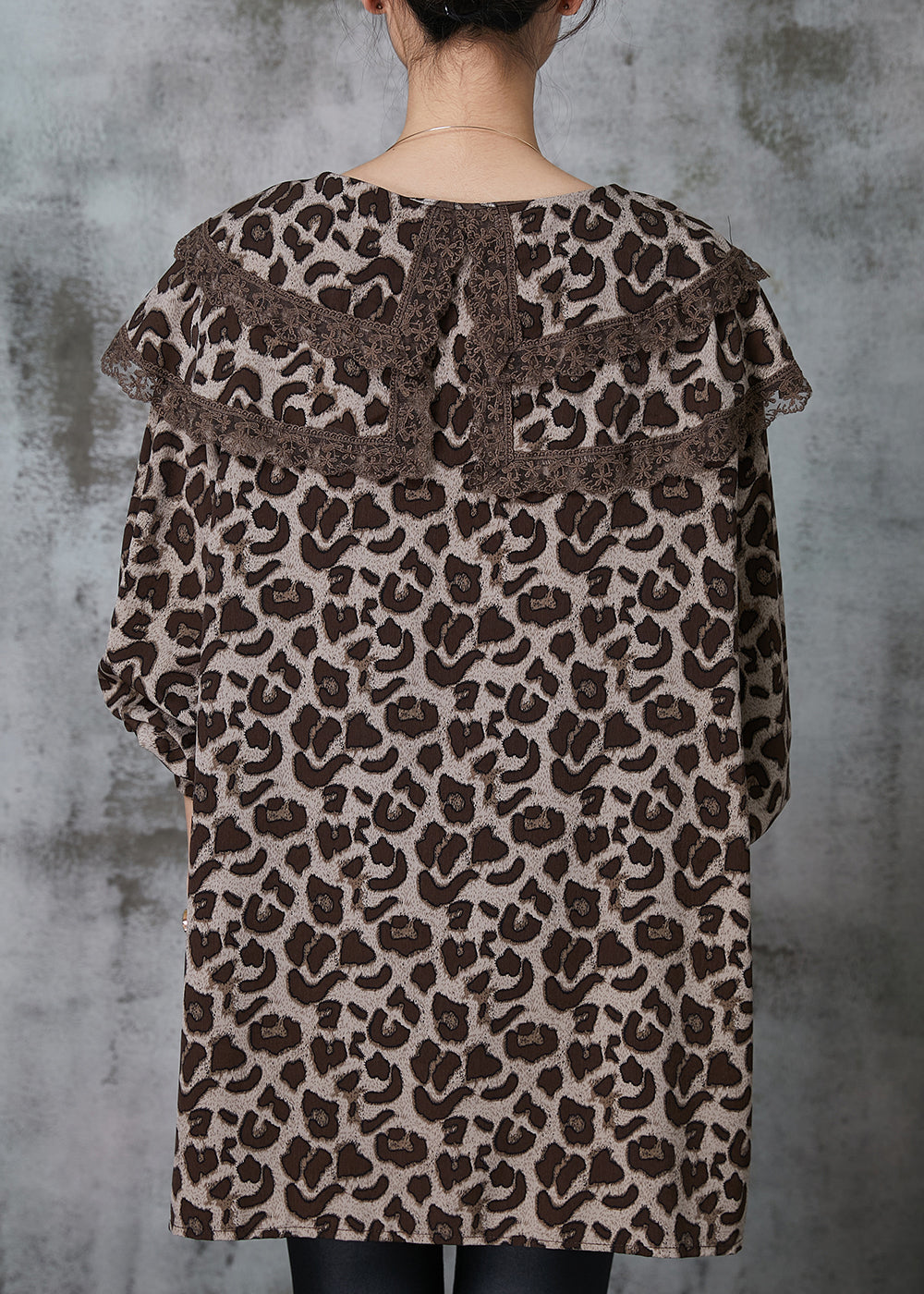 Double-layer Leopard Print Chiffon Blouse Top Spring