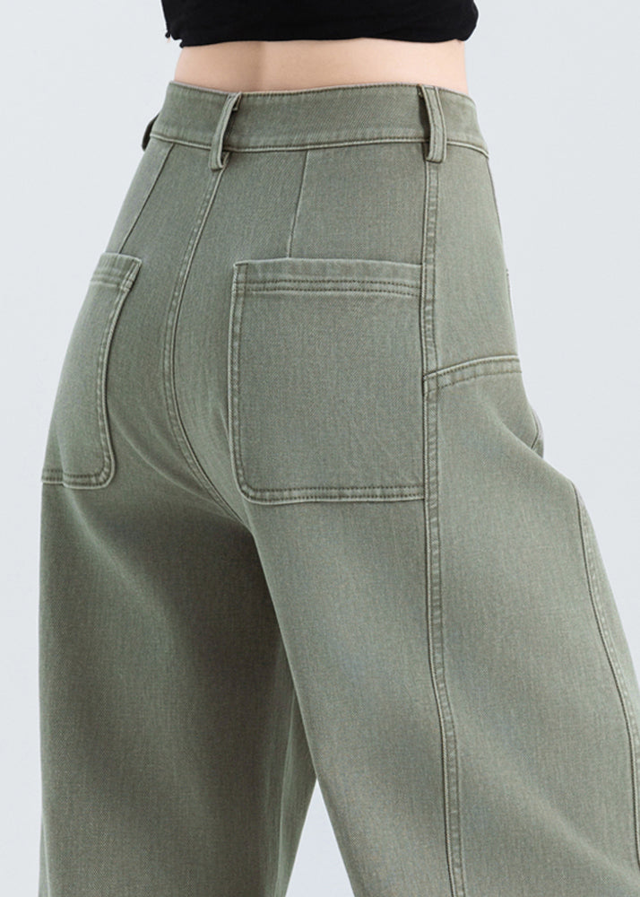 Grey Oversized Patchwork Denim Pants Spring