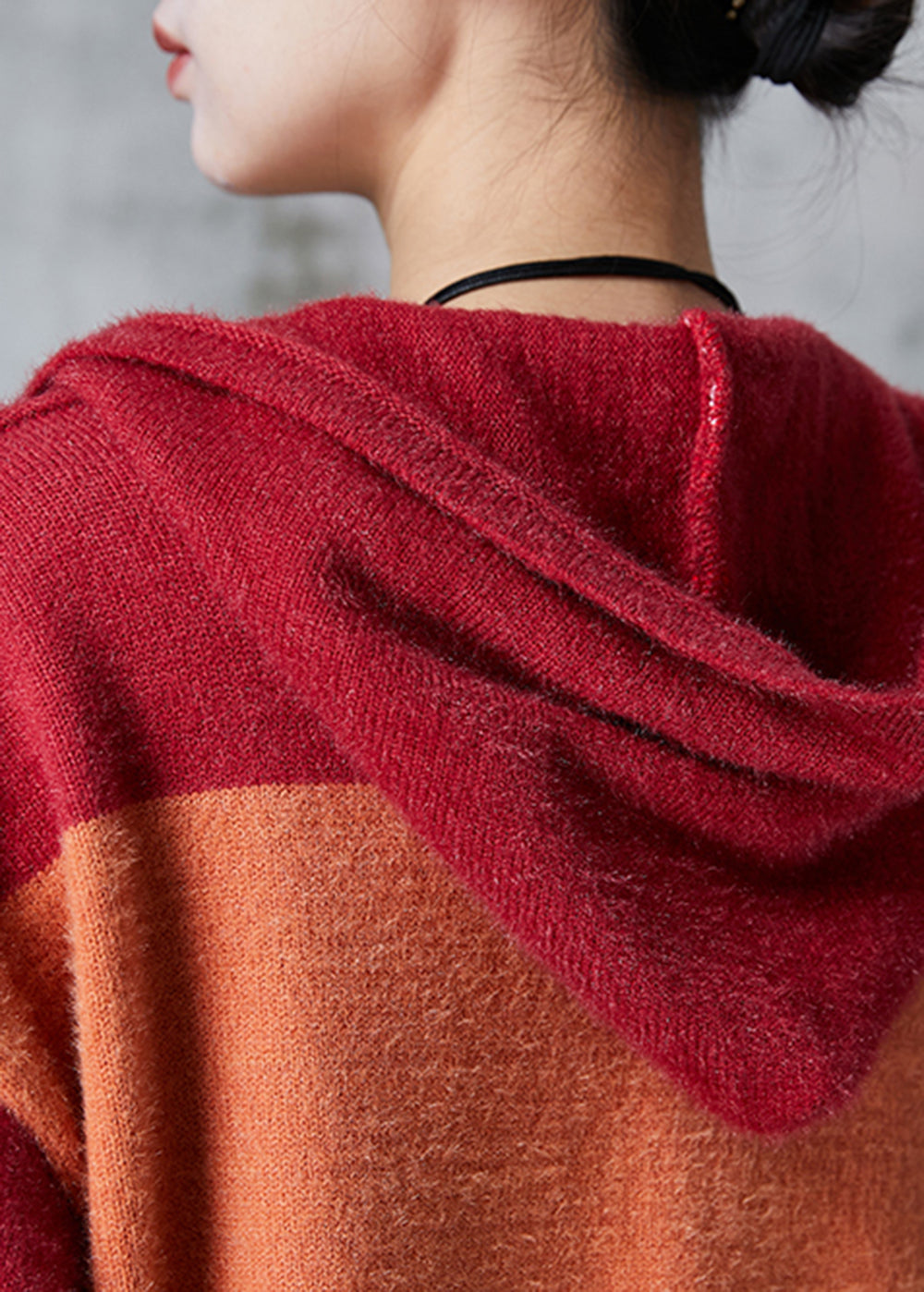 Rainbow Hooded Patchwork Knit Long Cardigans Spring