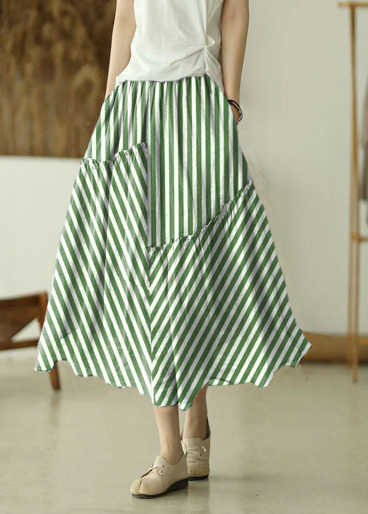 Red Geometry Elastic Waist Asymmetrical a Line Skirts Spring