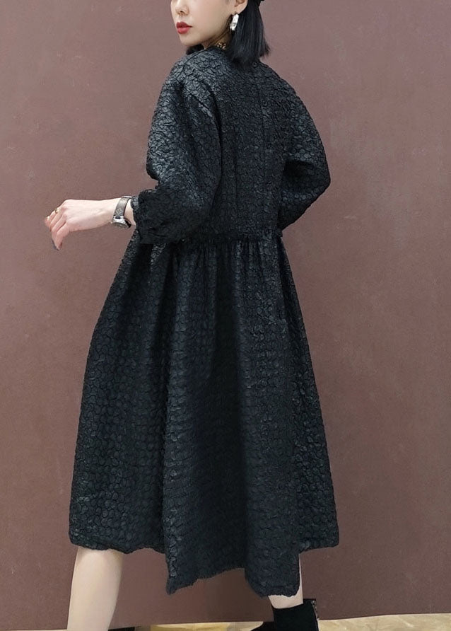 Black Mid Dress Cinched Half Sleeve
