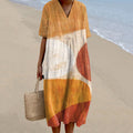 Comstylish Vintage Color Block Geometric Pattern Women'S Dress