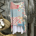 Flower Patchwork Painting Art Flowy Tunic artswardrobe