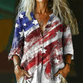 Women's Vintage Independence Day Flag Button-down Shirt artswardrobe