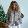 Bohemian Style Linen Graduate Floral Art Print Long Sleeve Shirt artswardrobe