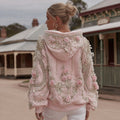 Women's Vintage Rose Pearl Embroidery Comfortable Warm Hoodie