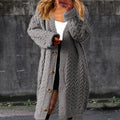 Solid Color Loose Mid Length Twist Button Sweater Cardigan elevenforest