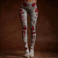 Comstylish Halloween-themed Line Art Women's Knitted Tight-fitting Leggings.