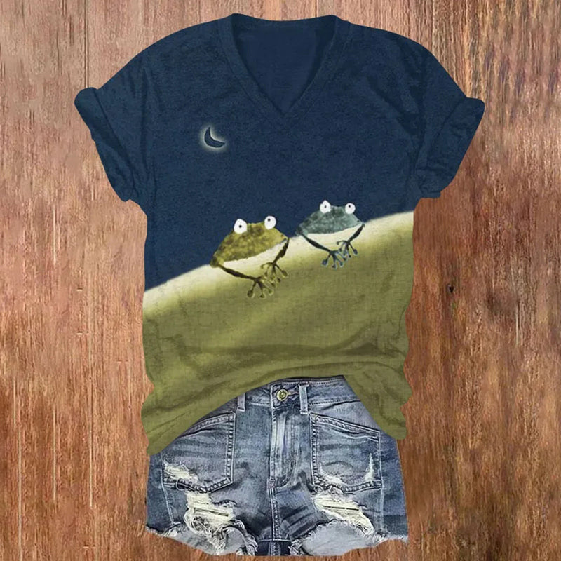 Comstylish Frog Color Block Print Women'S T-Shirt