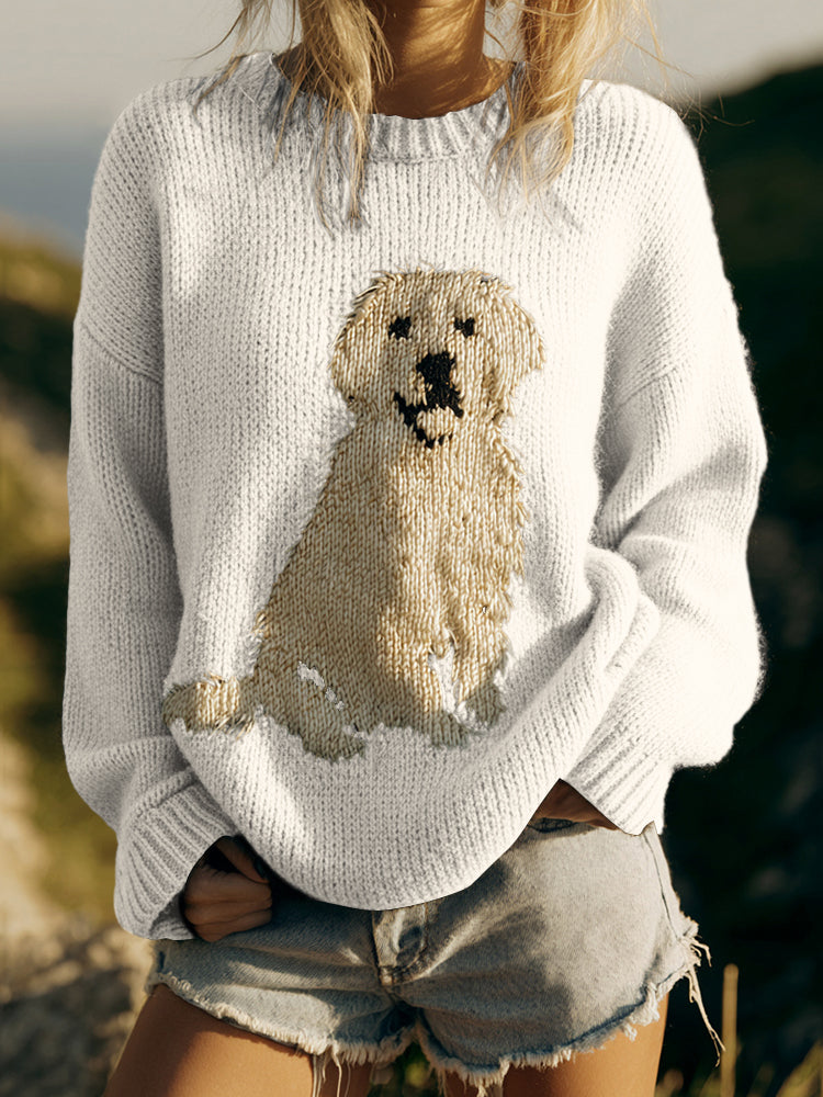 Comstylish Classic Fuzzy Golden Retriever Dog Felt Cozy Knit Sweater