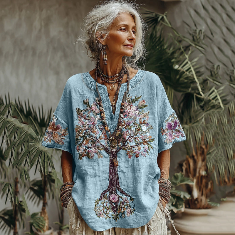 Comstylish Women's Tree Of Life Floral Art Comfy Shirt