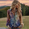 Tie-dye Star Moon Embroidered Sequined Ombre Witch Shirt artswardrobe