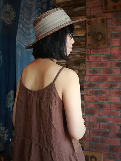 Retro Spliced Frog V-neck Slip Dress
