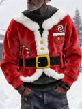 Comstylish Men's Christmas Santa Claus Cosplay Cozy Plush Sweatshirt