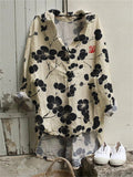 Comstylish Cherry Blossom Japanese Lino Art Woven Tunic