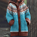 Vintage Icelandic Geometry Pattern Knit Cozy Hooded Cardigan elevenforest