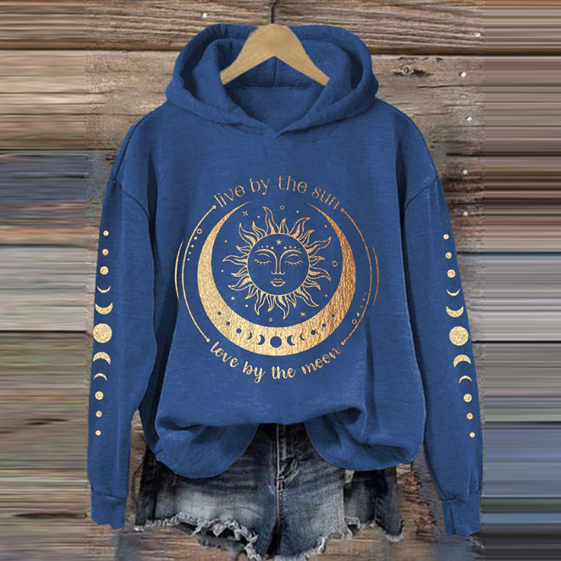 Comstylish Women's Vintage Live By The Sun Love By The Moon Hoodie