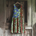 Women's American Independence Day Flag Print Sleeveless Dress artswardrobe