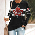 Comstylish Women's Canada Hockey 2025 Canada Flag Print Crew Neck Casual Sweatshirt