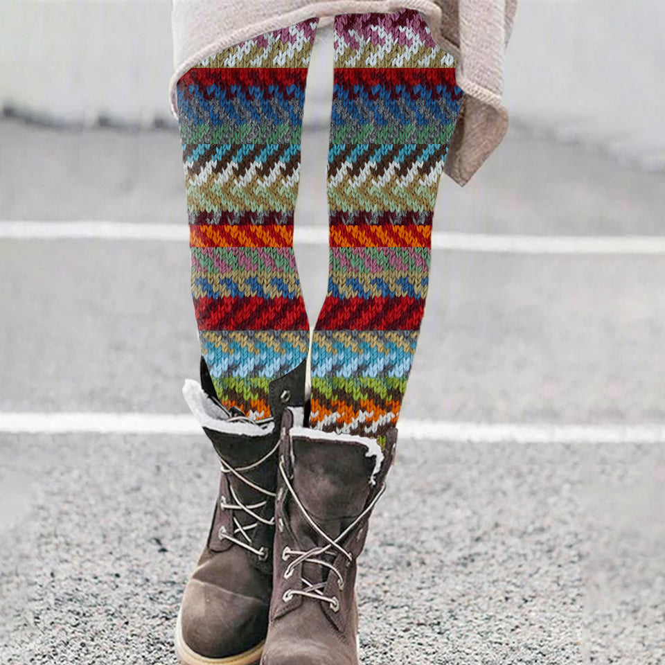 Vintage Knitted Patchwork Comfy Leggings artswardrobe