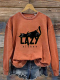 Funny Lazy Kitten Print Sweatshirt artswardrobe