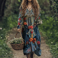 Vintage Floral Print Midi Dress artswardrobe