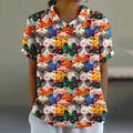 Comstylish Women's Pop Art Embroidered Cute Cat Print Shirt