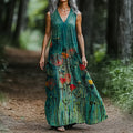 Women's Floral Art Print Cotton Dress artswardrobe