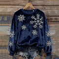 Christmas Classy Snowflakes Beaded Cozy Plush Sweatshirt