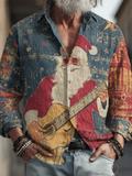 Comstylish Interesting Santa Claus Pattern Printed Men's Retro Cotton And Linen Shirt