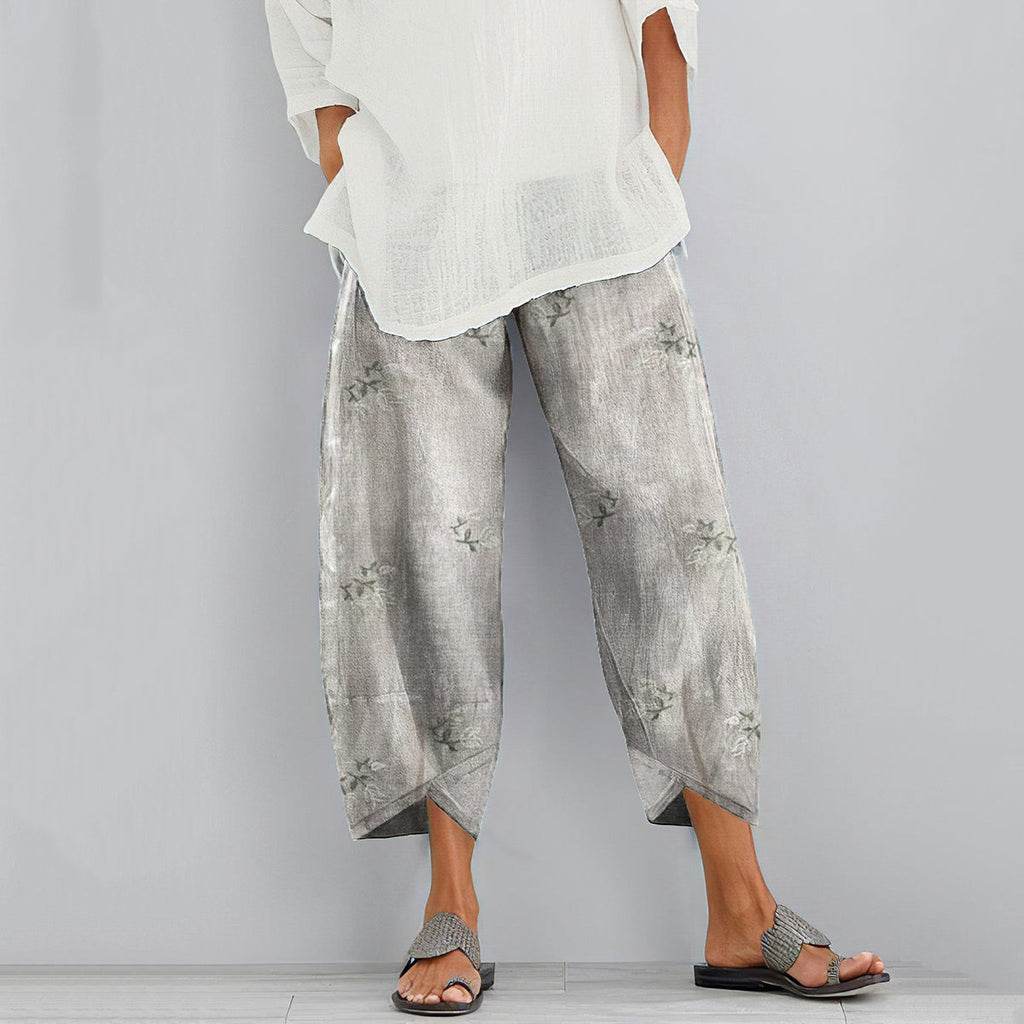 Comstylish Vintage Floral Blended Cotton Loose Casual Pants