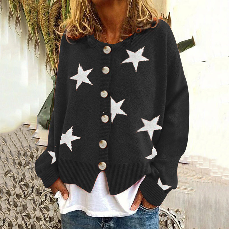Five-Pointed Star Single-Breasted Sweater Cardigan artswardrobe