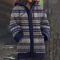Vintage Fairman Island Geometric Print Hooded Sweater Cardigan elevenforest
