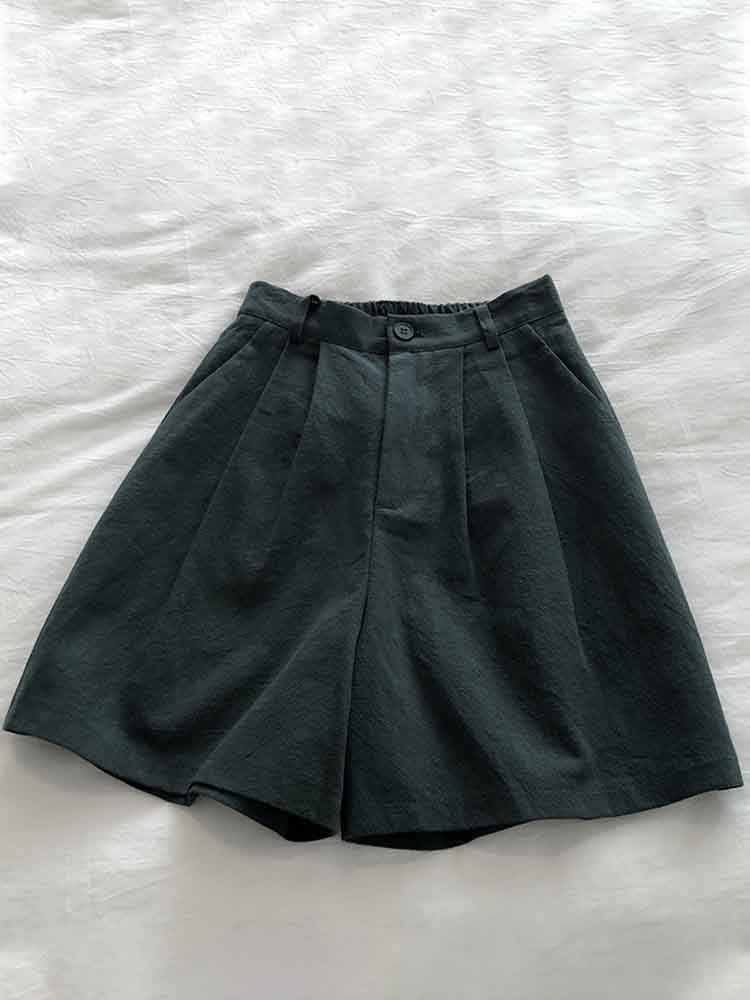 Women's Vintage Simple Linen Blend Casual Shorts artswardrobe