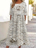 Elegant Lace Floral Embroidered Linen Maxi Dress artswardrobe