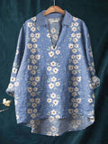 Women's Vintage Floral Print Casual Shirt artswardrobe