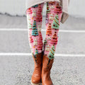 Christmas Tree Cat Print Casual Leggings elevenforest