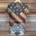Women's Pentagram Art Print V-Neck Casual T-Shirt