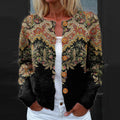 Comstylish Women's Retro Ethnic Flower Print Cozy Knitted Sweater Cardigan
