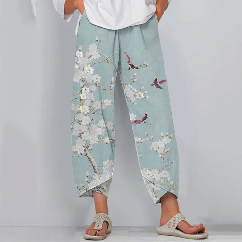 Comstylish Floral Print Loose Casual Pants