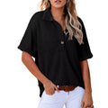 Comstylish Women's Waffle Knit Short Sleeve Tunic Henley Shirts