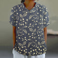 Comstylish Women'S Floral Lace Embroidery Pattern Casual Lapel Shirt