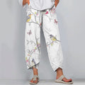 Comstylish Retro Bird In Tree Print Loose Casual Pants