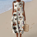Women's Retro  Cool Dogs Picture Art Print Sleeveless Dress artswardrobe