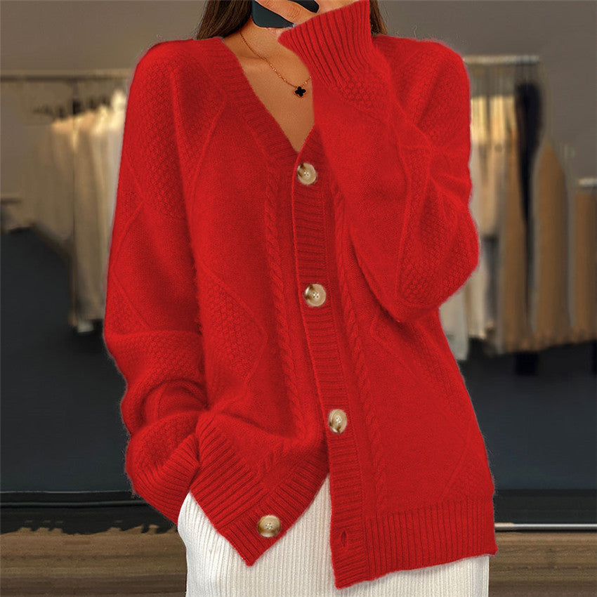 Vintage Loose Slouchy Button Front Cardigan Sweaters elevenforest
