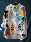 Women's Colorful Fun Cartoon Print Linen Cotton Casual Shirt