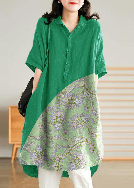 Jade Green Linen Linen Shirt Dress