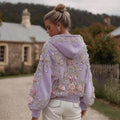 Comstylish Women's Vintage Rose Pearl Embroidered Comfort Hoodie